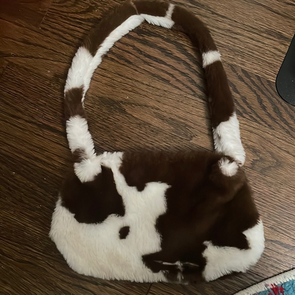 Cow Print Fuzzy Bag